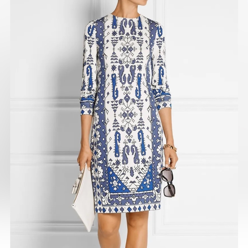 Tory Burch Blue and White Patterned Dress